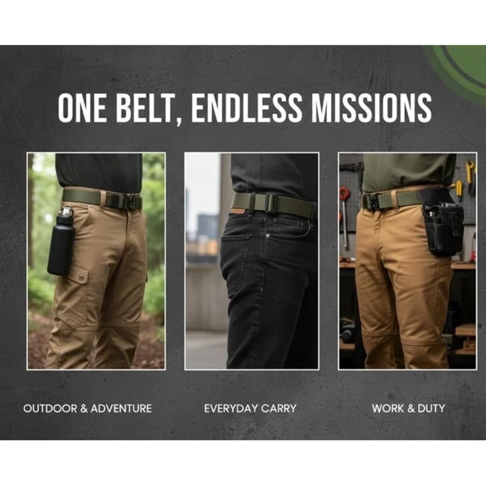 Men's Tactical Belt Heavy Duty Webbing Adjustable Military Style Nylon Belts
